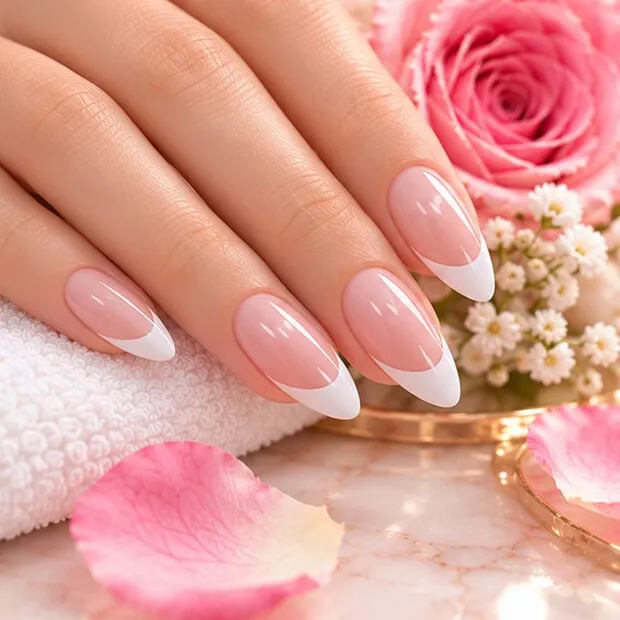 Illustration: French tip nails with roses